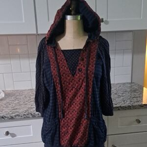 Marc By Marc Jacobs Blue and Orange Patterned Hoodie